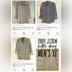 THREE Men’s Button Down Shirts J. Crew Size XL